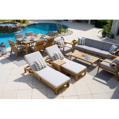 Subramanya 13 - Person Solid Eucalyptus Wood Complete Patio Set with Cushions
