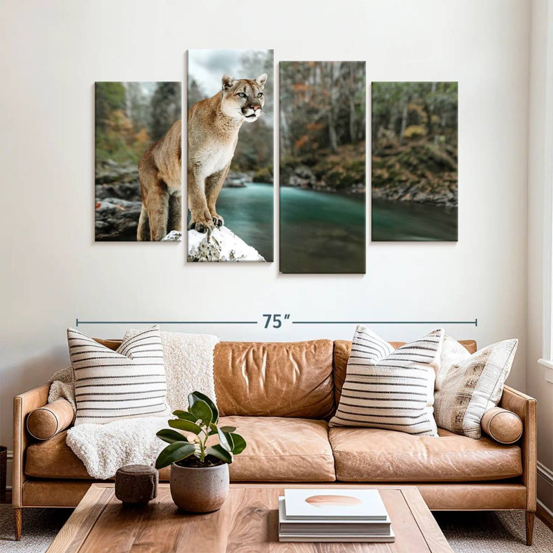 Brampt Cougar By The River, 42" H x 68" W