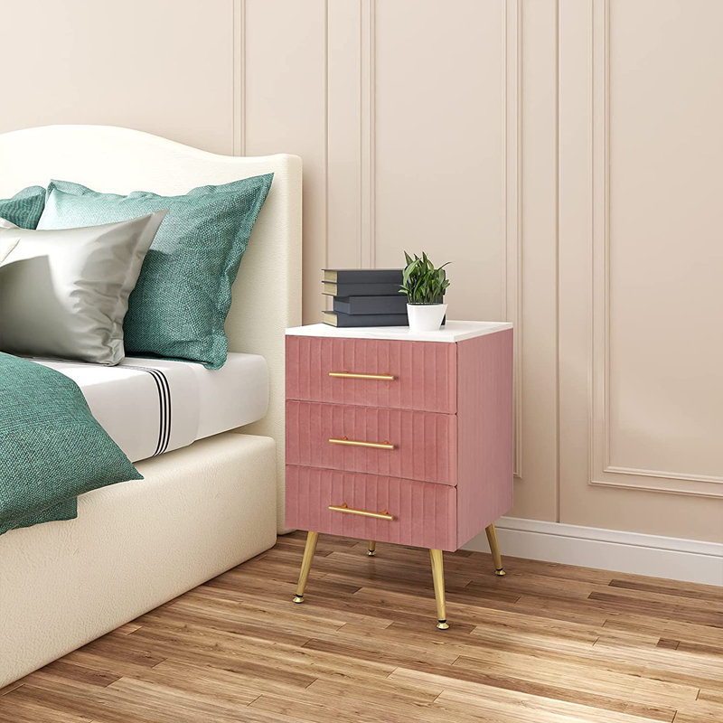 41cm W Bedside Table, Pink