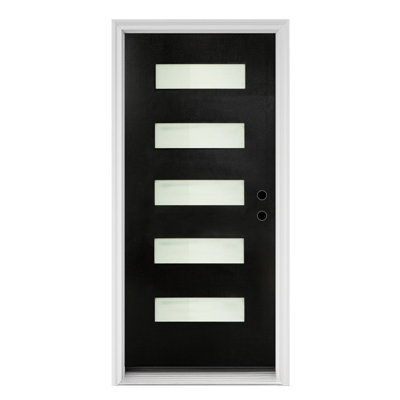 36" X 80" Contemporary Fiberglass Exterior Door, Left-Hand Inswing, Only the door panel