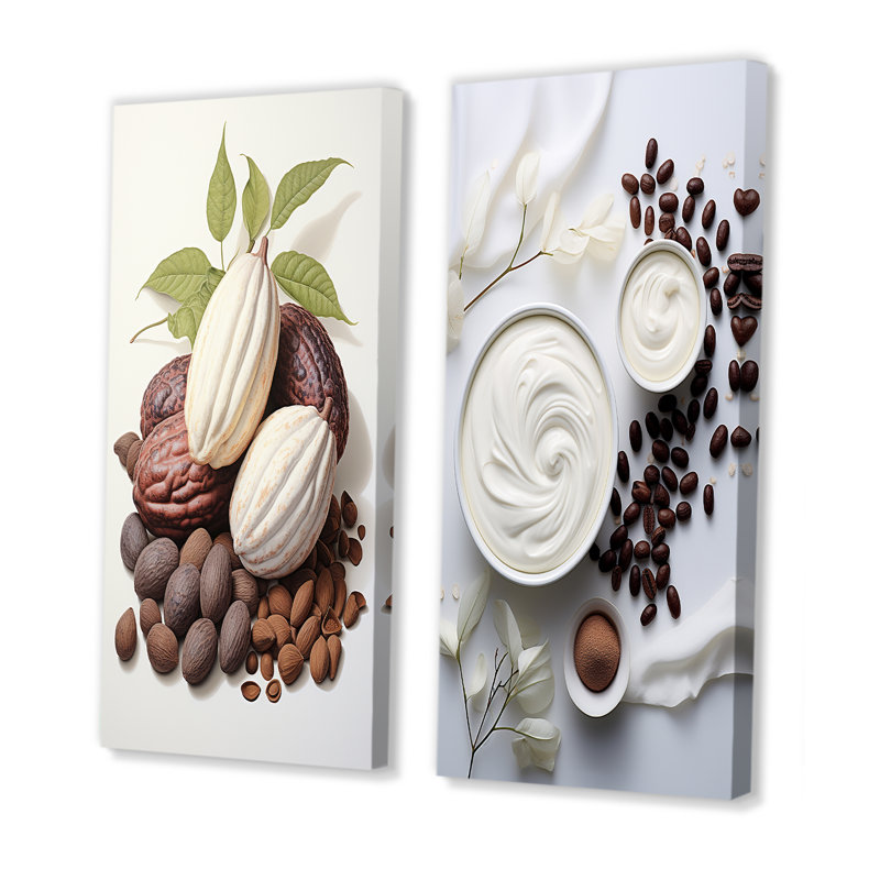 Cacao Beans Breath - ensemble de 2 reproductions d'art sur toile Cacao, H 28 po x l 25 po, Toile tendue