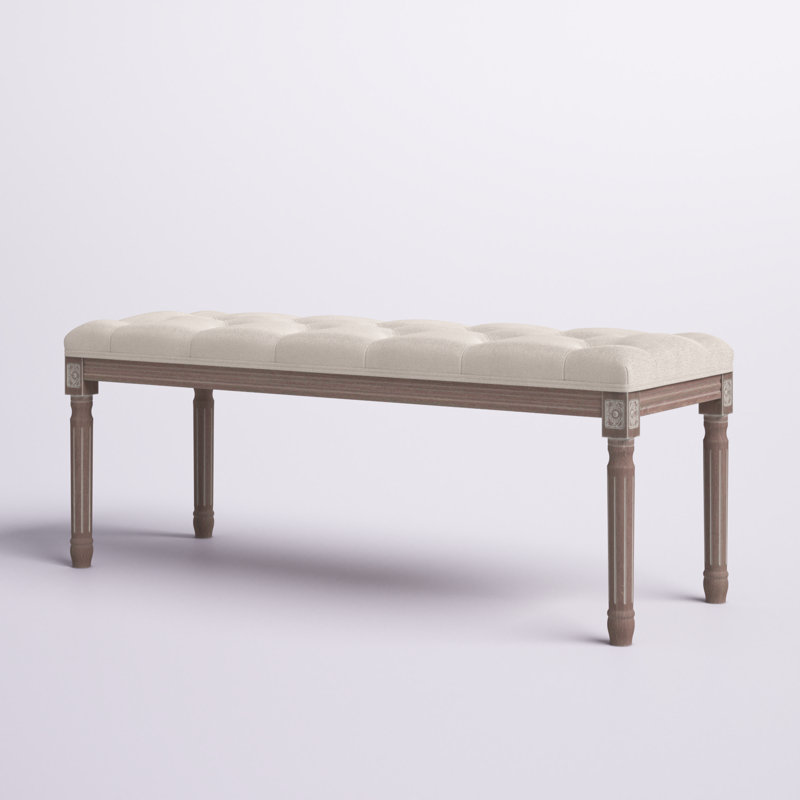 Chagford Upholstered Wood Bench, Beige, 18.1" H x 47.25" W x 15.7" D