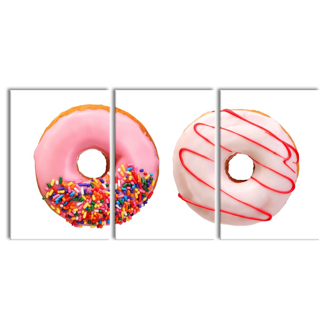 3-tlg. Leinwandbilder-Set Glasierte Donuts