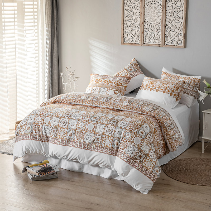 Geometric Shapes Duvet Cover, King Duvet Cover + 2 King Pillowcases