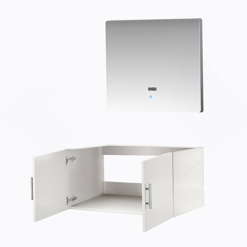 Meuble-lavabo de salle de bain 36 po X P 22 po D et 36 po Miroir à DEL, Blanc lustré