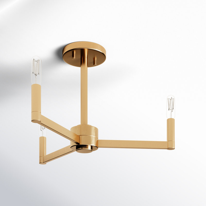 Plafonnier semi-encastré 3 lumières 20 po Patoma, Laiton satiné