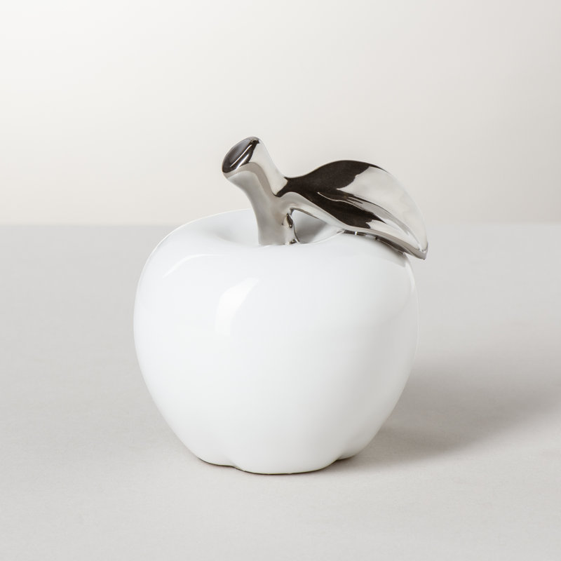  Izabella White Ceramic Decorative Apple Sculpture