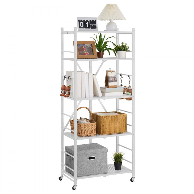 Étagère de rangement pliante avec roulettes 5 niveaux