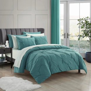 Sharper Image 9 Piece Down Alternative Pintuck Bed In A Bag Set