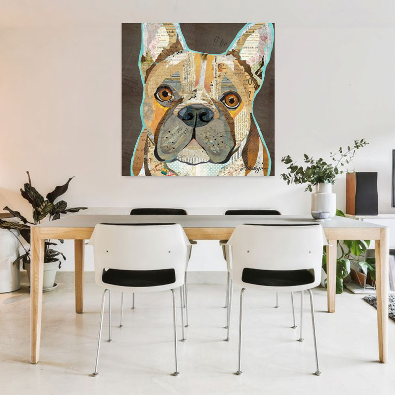 Bouledogue français, art contemporain pour chien, H 36 po x l 36 po