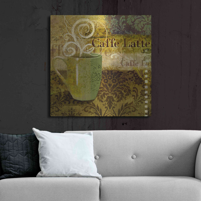 Art mural en métal luxueux «Coffee 1 Latte» par Viv Eisner, 24 po x 24 po, H 36 po x l 36 po
