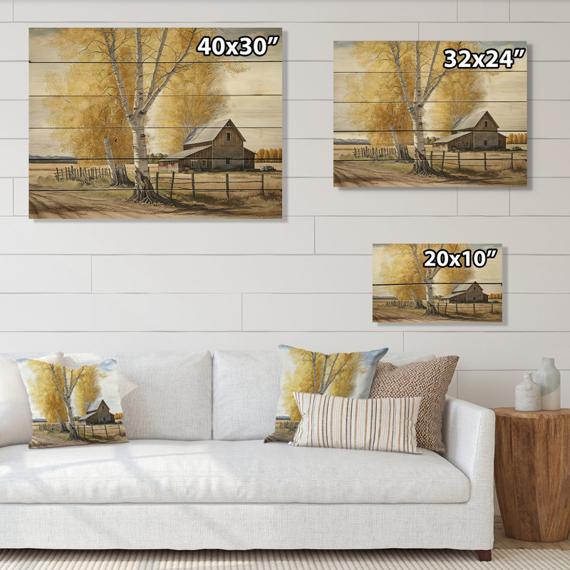 Grange jaune au printemps VII - impression, H 30 po x l 40 po x P 1,5 po