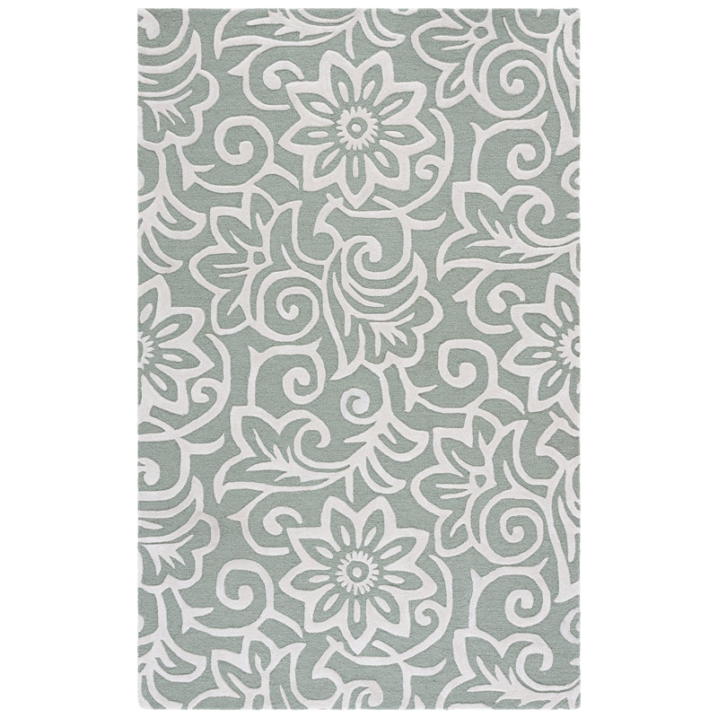 Glamour Hand Tufted Wool; Viscose; Cotton Floral Indoor Rug, Rectangle 4' x 6'