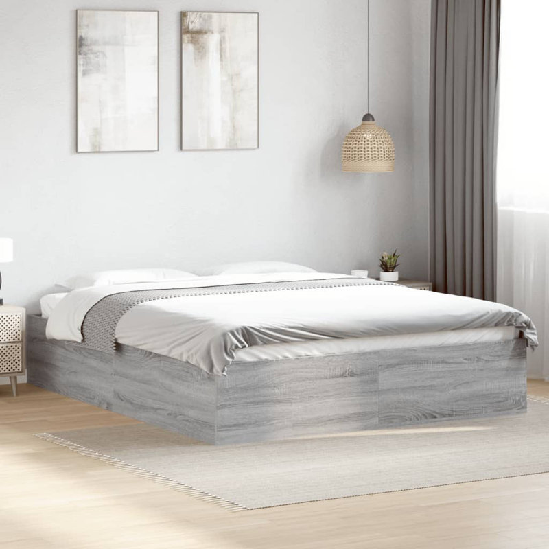 Vidaxl Bed FrameEngineered Wood, Grey Sonoma, Small Double (4')