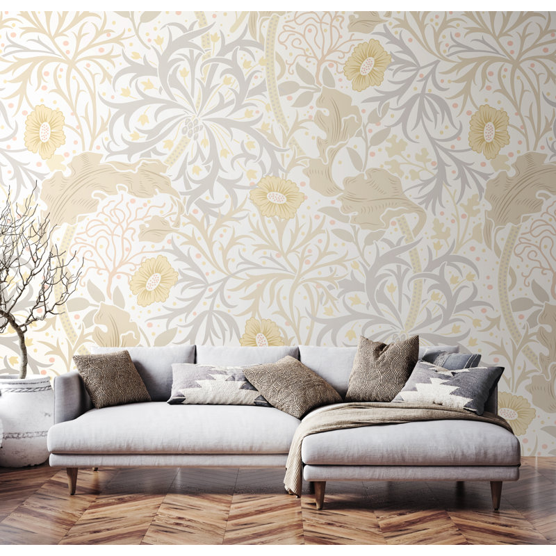 ClassicLiving Trailing Seaweed Garden Matte Roll, 350cm L x 280cm W, Chalk/Stone
