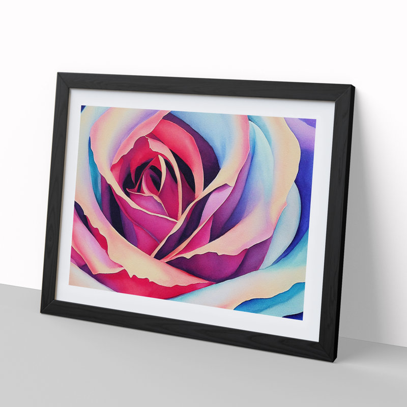 XH1022-9214X Tremendous Rose Flower - Single Picture Frame Painting, 46cm H x 64cm W x 2cm D, Black