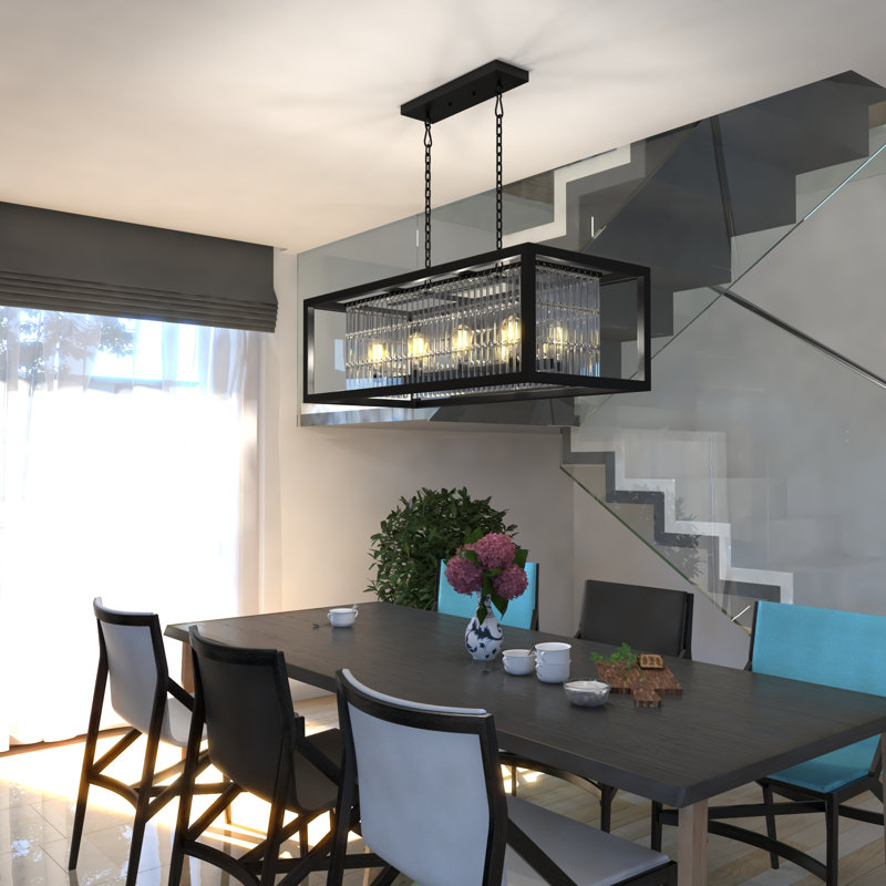 Luminaire suspendu pour îlot de cuisine à 8 lumières avec détails en cristal