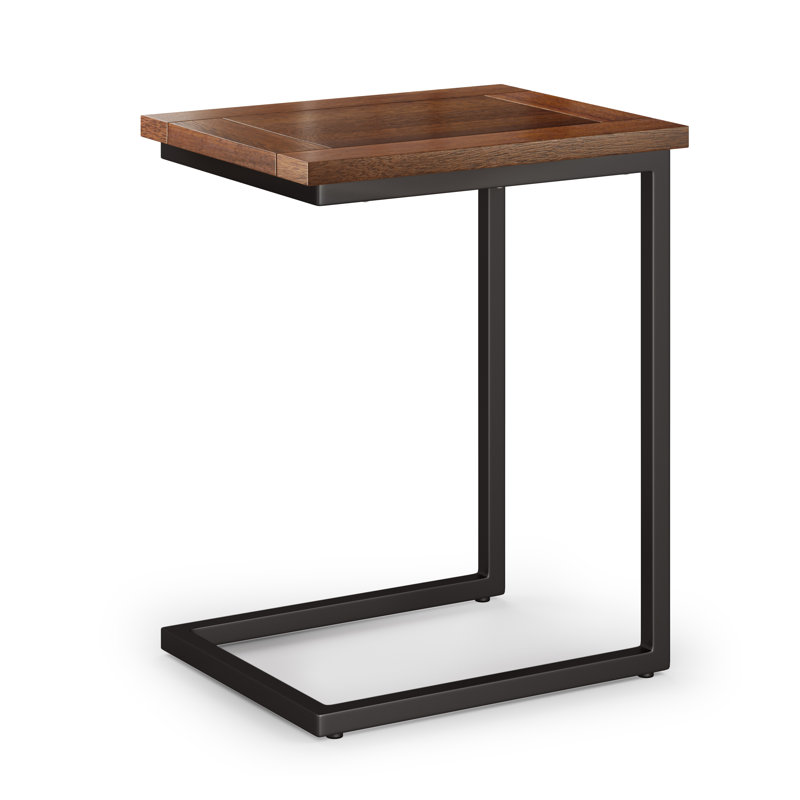 Table d'appoint Moreland, H 25,2 po x l 15,9 po x P 20,1 po, Marron foncé, Noir