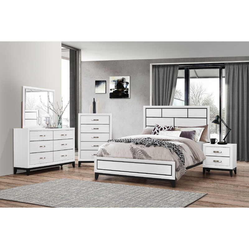 Mobilier de chambre à coucher à conception géométrique en bois