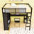 Metal Loft Bed with Wardrobe and Desk,Shelves-1272760822-1272760817