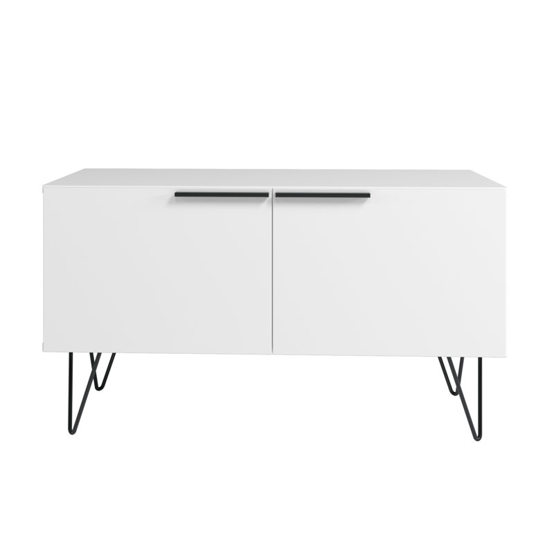 Beekman 35" Mid-Century Modern TV Stand with 2 Shelves for TVs up to 32" in White, White