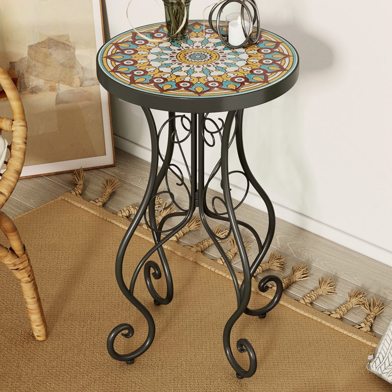 Table d'appoint ronde en céramique pour l'extérieur