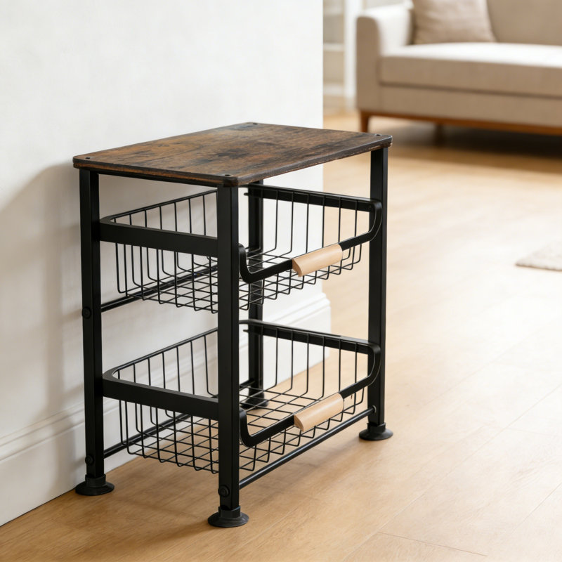 3-Layer Kitchen Fruit Storage Basket Snack Rack, Countertop Desktop Pull-Out Metal Basket With Handle, Kitchen Organizer