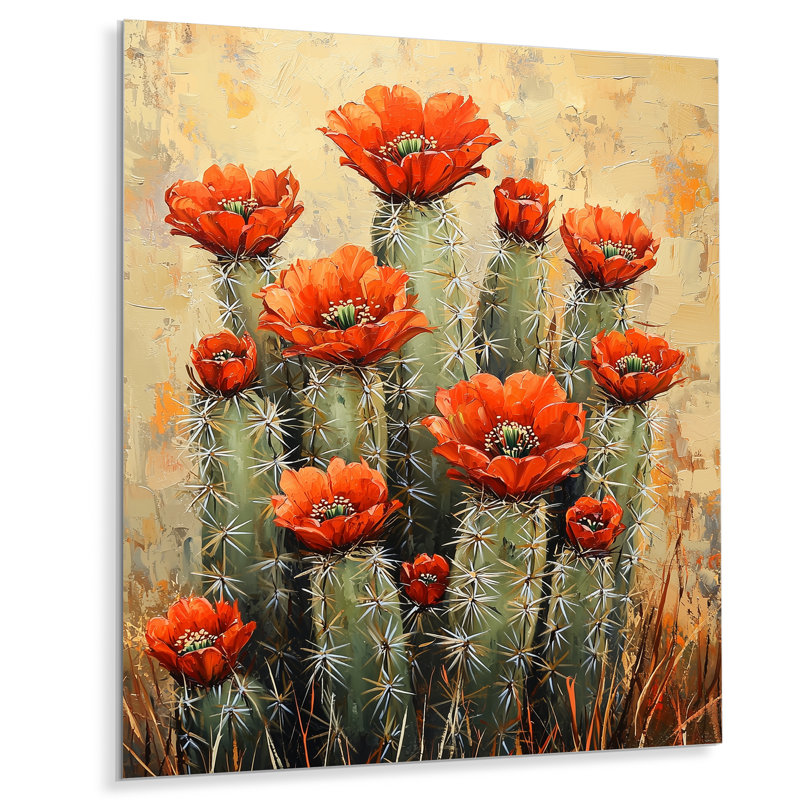 Linzy - reproduction d'art traditionnelle en métal, décoration murale cactus en métal, H 40 po x l 30 po