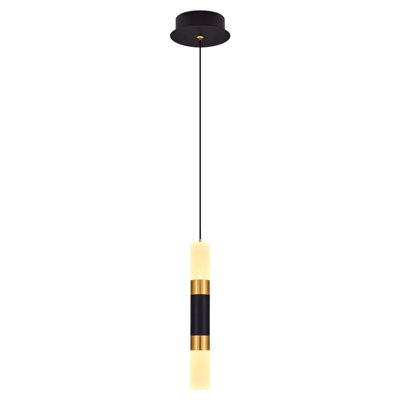 Cassen Elegant Metal Chandelier with Opal Glass Cap, 4.0 in Diameter x 47.2 in Height | 1 x 5W LED, 3000K, 500 Lm | Stylish Amber, Black & Yellow, Assembled | Perfect for Living Room, Dining Room & Entryways
