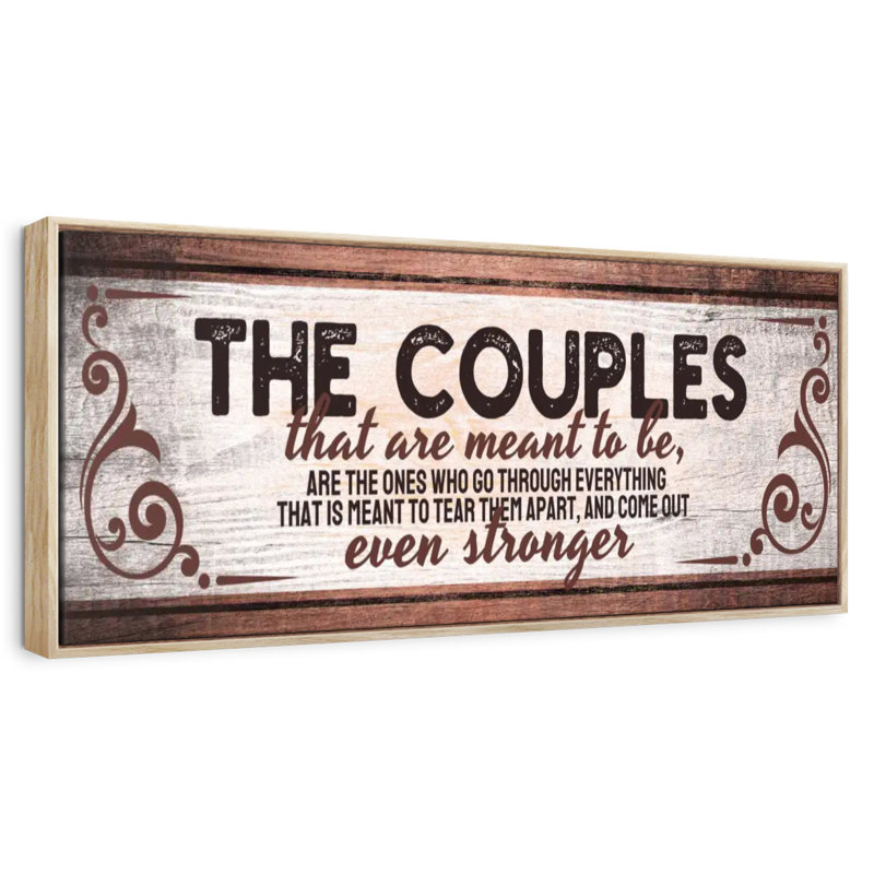 The Couples Quote Wall Sign, Floating Frame Natural Wood, 37" X 13"