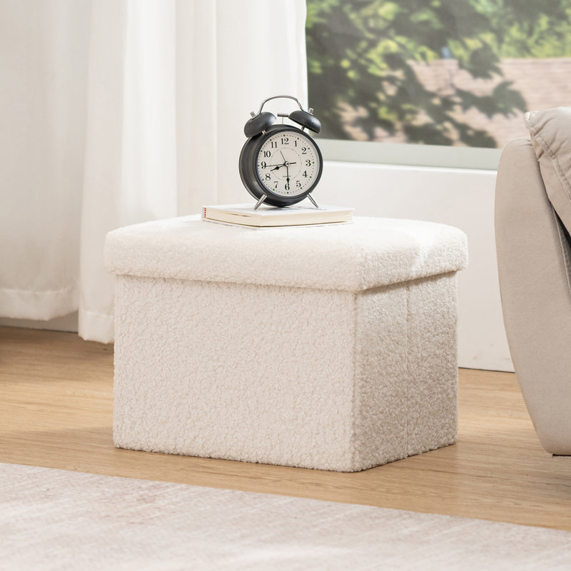Repose-pieds pliant avec rangement, H 12,2 po x l 16,1 po x P 12,2 po, Blanc