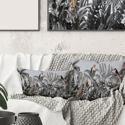 Coussin Rectangle, chinoiserie avec oiseaux et pivoines