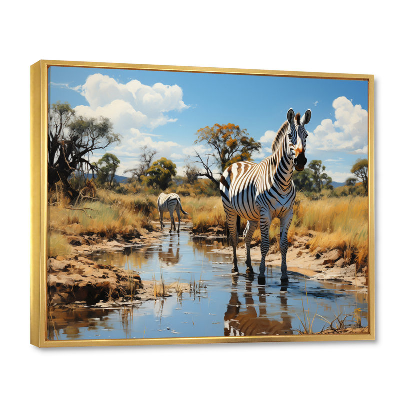 "Zebra Impressionistic Equus This I", reproduction d'art sur toile, Or, H 12 po x l 20 po x P 1 po