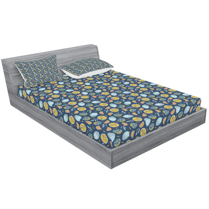 Fruits Microfiber Sheet Set, Queen Sheet Set with Fitted Sheet