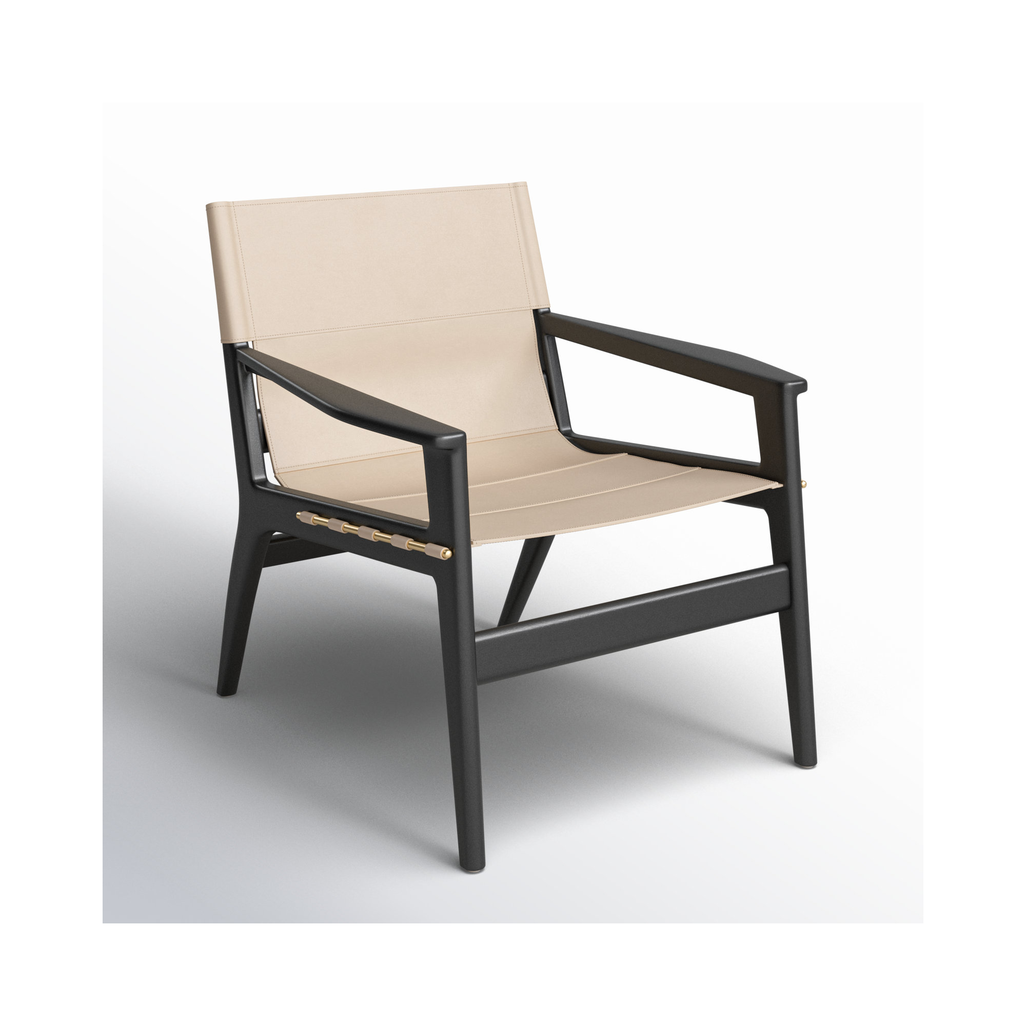 Tesso Genuine Leather Armchair, Black, White Genuine Leather