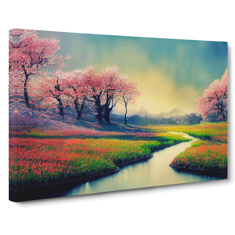 XXX-H1022-WF-8211X Spring Forest Steam Vol.3 - Wrapped Canvas Painting, 40cm H x 60cm W x 3cm D