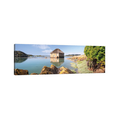 Old Sea Mill Of Brehat Island In Brittany by Philippe Manguin - Wrapped Canvas Panoramic Painting