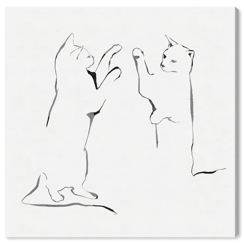 Cats Play Cats and Kitties - reproduction de dessin, Toile tendue, H 16 po x l 16 po x 1,5 po