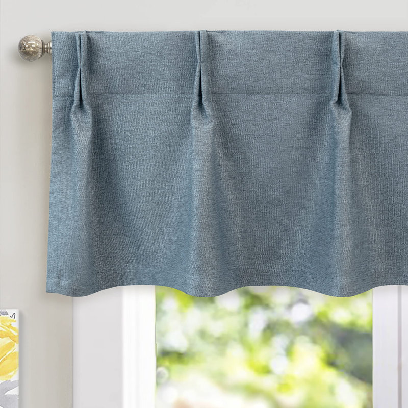 Cantonnière à plis pincés pour fenêtre de cuisine occultant en lin synthétique texturé beige uni pour la cantonnière en lin