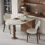 70.87" L Foldable Oval Dining Table with Storage, Extendable Kitchen Table, Sintered Stone Tabletop & Wood Base Dining Table