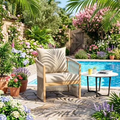 Chaise longue en aluminium tissé à la corde l 26 po x P 27 po x H 25,25 po Christopher Knight Home