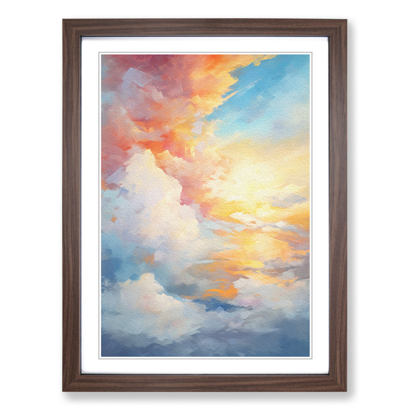 Single Picture Frame Print on Wood, Walnut Framed, 46cm H x 34cm W