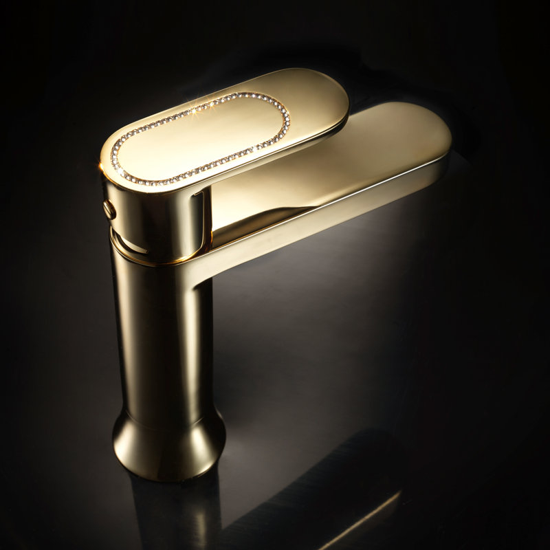 Prestige Swarovski Ring Crystal Bathroom Faucet, Polished Gold