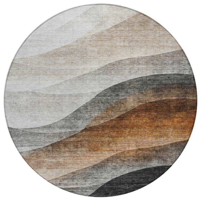 Alora Brown Washable Indoor-Outdoor Rug - , 8' x 8'