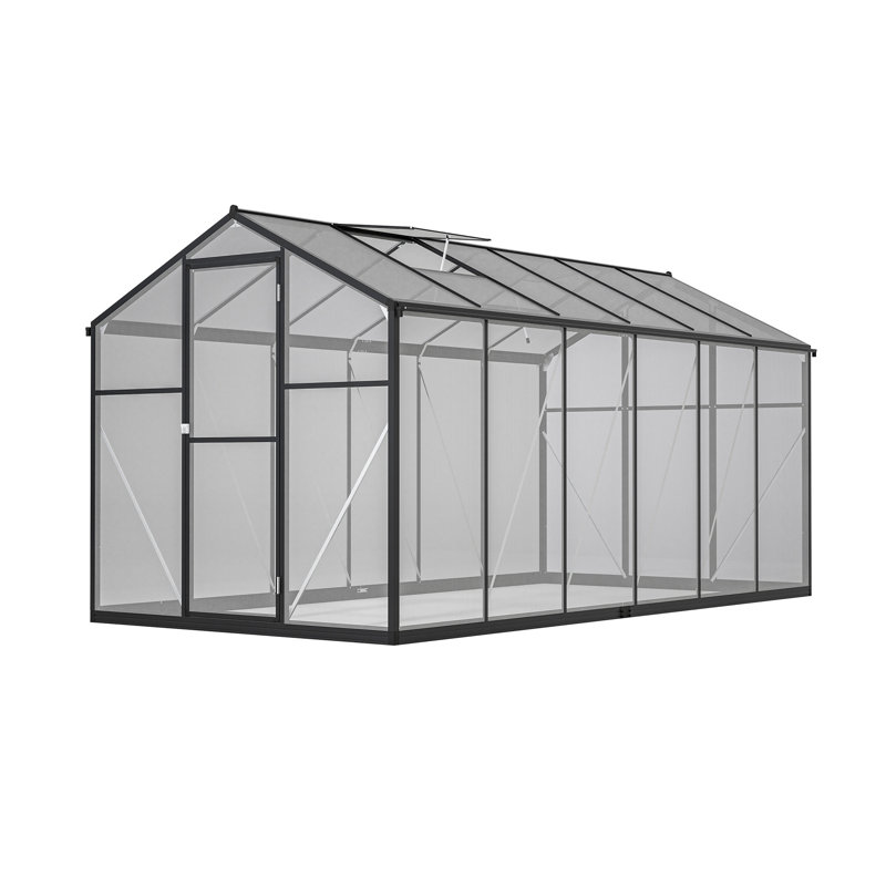 6X10 Ft Outdoor Polycarbonate Greenhouse Kit With Aluminum Frame, Walk-In Garden Green House With  Lockable Door & Adjustable Roof Vent, Backyard, Patio