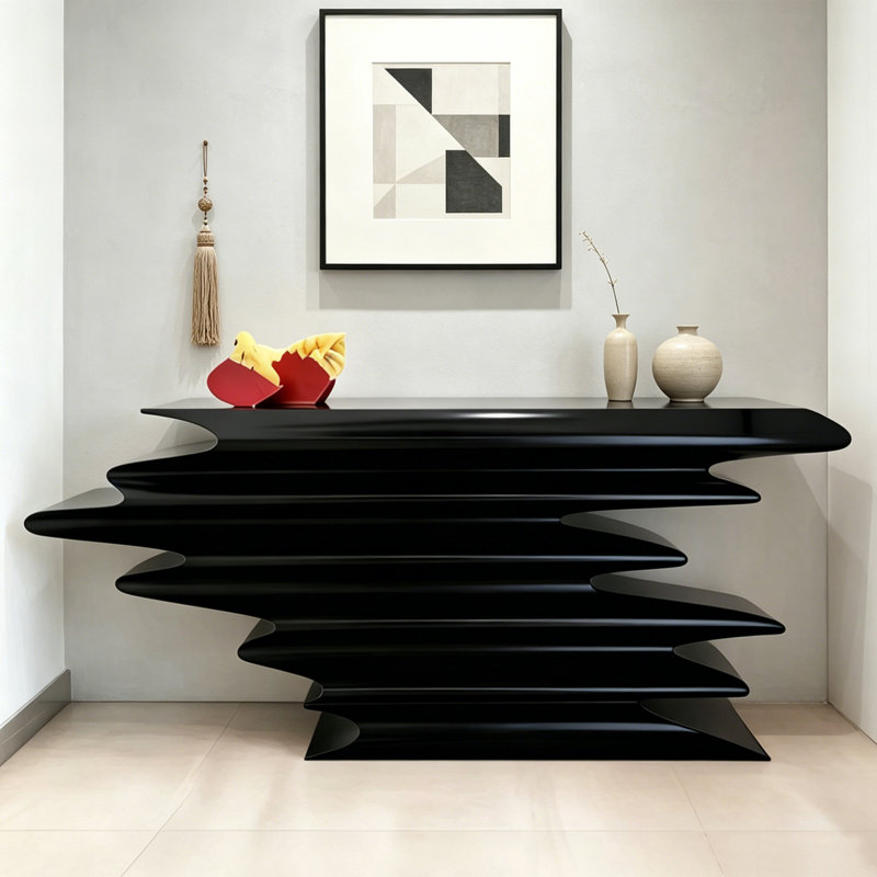 Modern Simple Painted Black Wooden Console Table