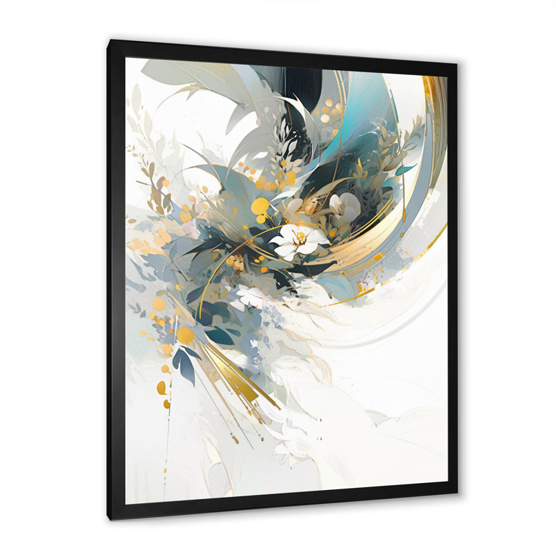 «Turquoise and Gold Mosaic Echoes II», reproduction sur toile, H 40 po x l 30 po x P 1,5 po, Cadre simple noir