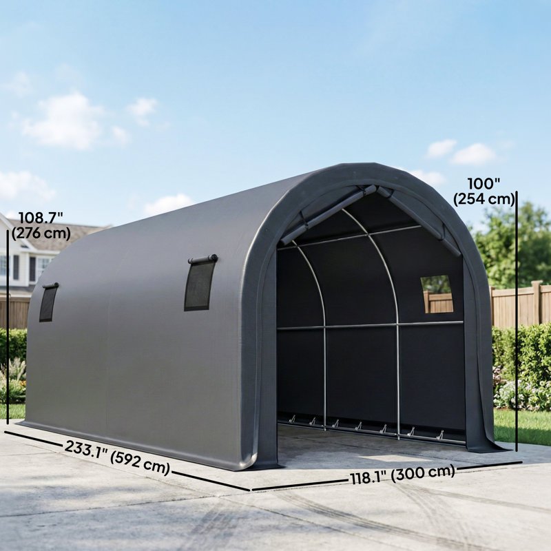 Abri d'auto robuste 10 'x 19', garage portatif avec porte, fenêtres