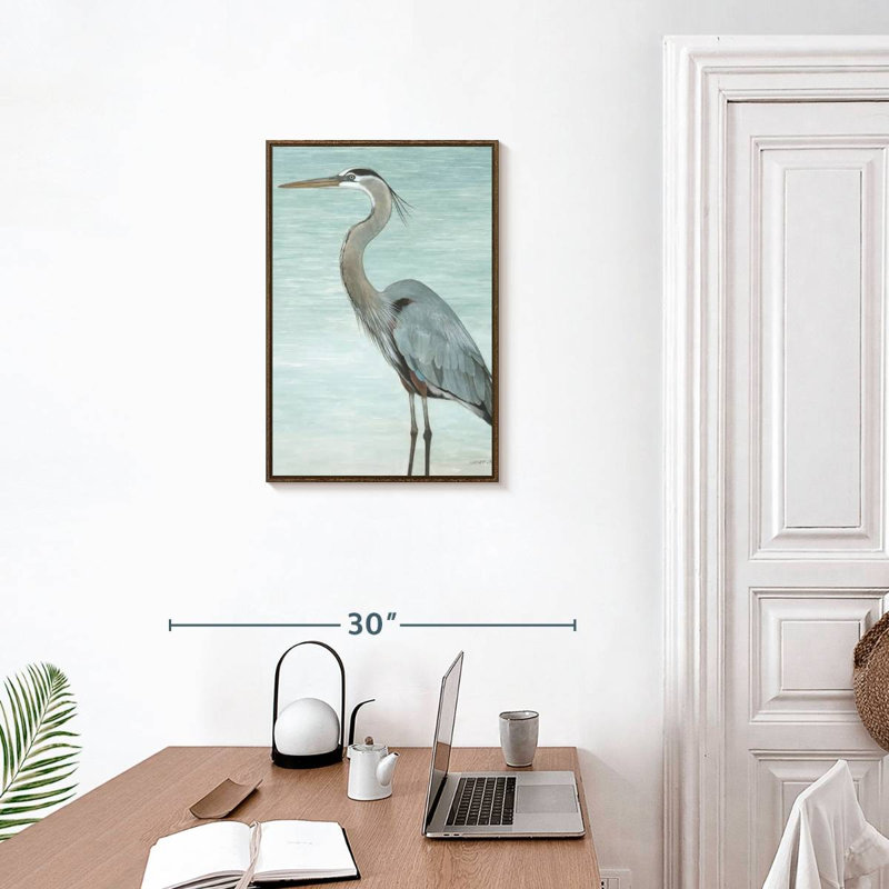 Grand héron, 17" x 25", Floating Frame Walnut