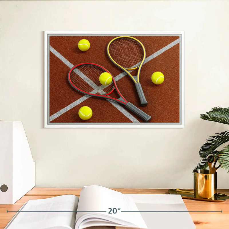 Match de tennis, Cadre flottant blanc, 13 po x 9 po